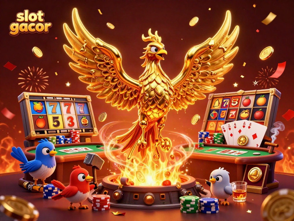 Experience slot gacor thrills with a molten golden phoenix and dynamic slot elements.